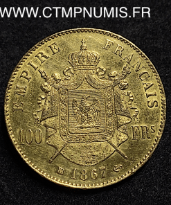 ,100,FRANCS,NAPOLEON,III,1867,BB,STRASBOURG,