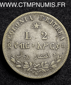 ,ITALIE,ERYTHREE,2,LIRE,ARGENT,UMBERTO,1890,