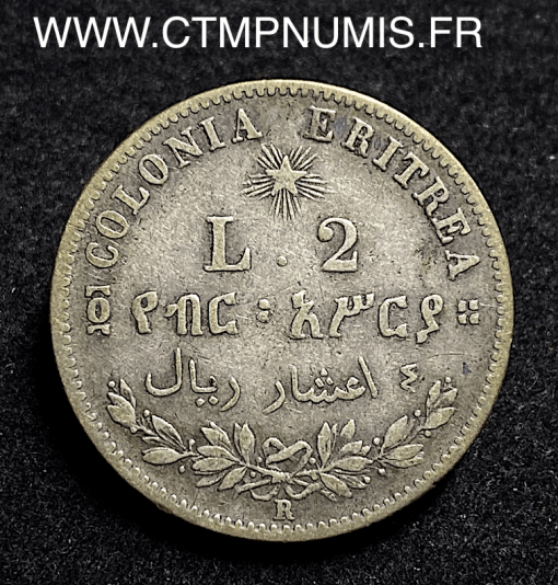 ,ITALIE,ERYTHREE,2,LIRE,ARGENT,UMBERTO,1890,