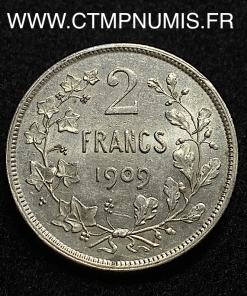 ,BELGIQUE,2,FRANCS,ARGENT,LEOPOLD,II,1909,