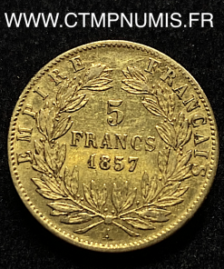 ,EMPIRE,5,FRANCS,OR,NAPOLEON,III,1857,PARIS,