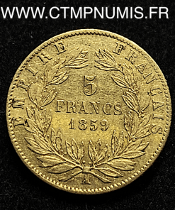 ,EMPIRE,5,FRANCS,OR,NAPOLEON,III,1859,A,PARIS,