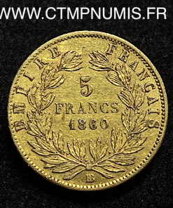 ,5,FRANCS,OR,NAPOLEON,III,1860,STRASBOURG,