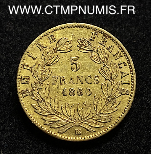 ,5,FRANCS,OR,NAPOLEON,III,1860,STRASBOURG,