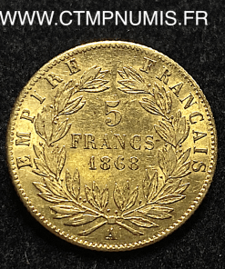 ,EMPIRE,5,FRANCS,OR,NAPOLEON,III,1868,PARIS,
