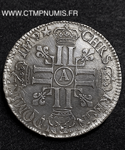 ,LOUIS,XIV,ECU,ARGENT,AUX,8,L,1690,PARIS,