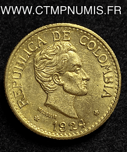 ,COLOMBIE,5,PESOS,OR,1924,MEDELLIN,