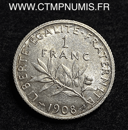 ,MONNAIE,1,FRANC,ARGENT,SEMEUSE,1908,SUP,