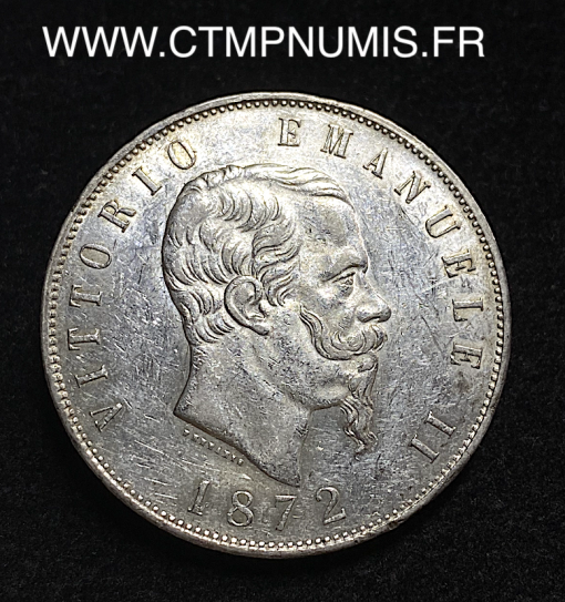 ,ITALIE,5,LIRE,ARGENT,1872,M,MILAN,