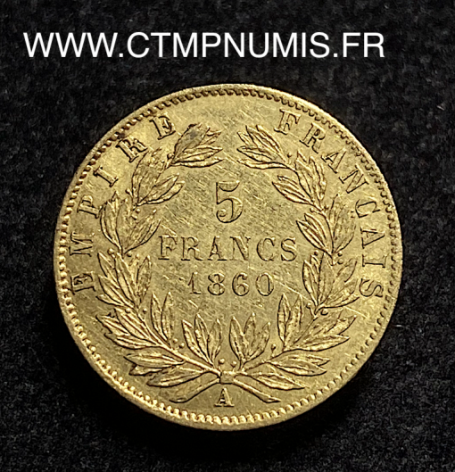 ,5,FRANCS,OR,EMPIRE,NAPOLEON,III,1860,PARIS,