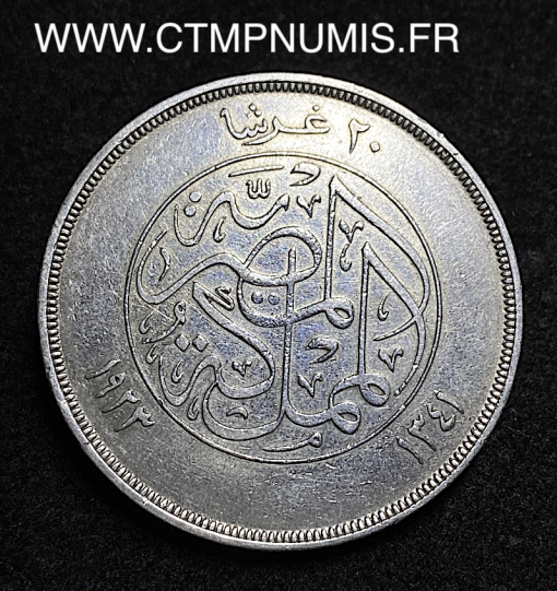 ,MONNAIE,EGYPTE,20,PIASTRES,ARGENT,1923,