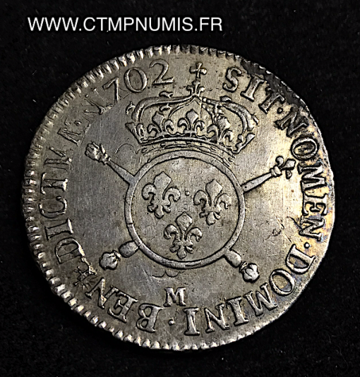 ,LOUIS,XIV,1/2,ECU,AUX,INSIGNES,1702,TOULOUSE,