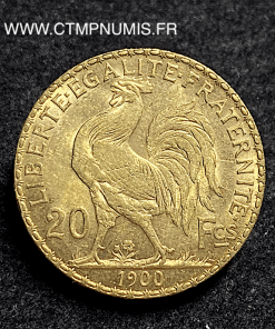 ,MONNAIE,20,FRANCS,OR,COQ,1900,