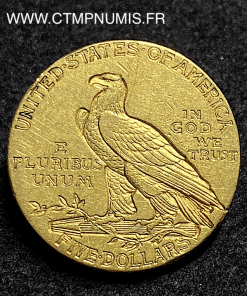 ,ETATS,UNIS,5,DOLLAR,OR,1909,TETE,INDIEN,