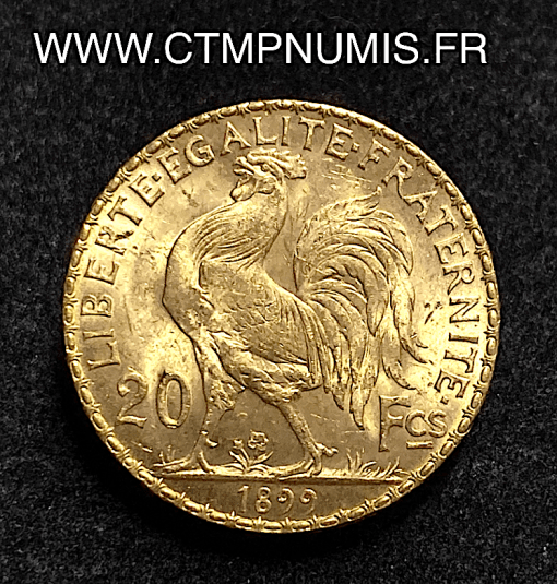 ,REPUBLIQUE,20,FRANCS,OR,COQ,1899,