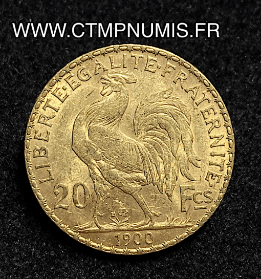 ,MONNAIE,20,FRANCS,OR,COQ,1900,