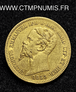 ,ITALIE,SARDAIGNE,20,LIRE,OR,1855,GENES,