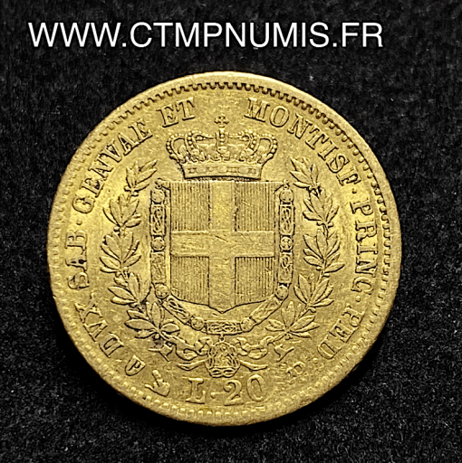 ,ITALIE,SARDAIGNE,20,LIRE,OR,1855,GENES,