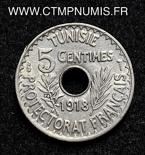 ,COLONIE,FRANCAISE,TUNISIE,5,CENTIMES,1918,