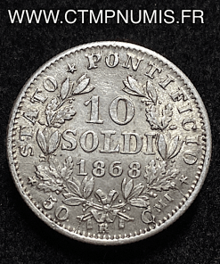 ,ITALIE,VATICAN,10,SOLDI,ARGENT,PIE,IX,1868,XXIII,