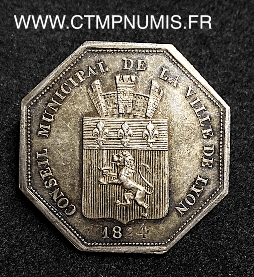 ,JETON,ARGENT,CONSEIL,MUNICIPAL,DE,LYON,1824,