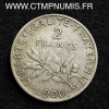 ,MONNAIE,2,FRANCS,ARGENT,SEMEUSE,1900,