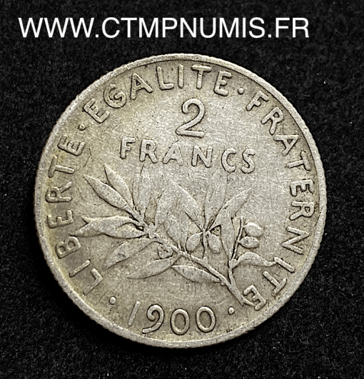 ,MONNAIE,2,FRANCS,ARGENT,SEMEUSE,1900,