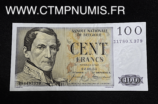 ,BILLET,BELGIQUE,100,FRANCS,22,08,1958,