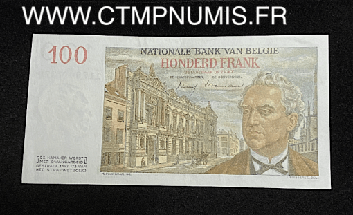 ,BILLET,BELGIQUE,100,FRANCS,22,08,1958,