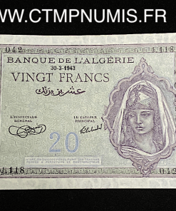 ,BILLET,TUNISIE,20,FRANCS,30,03,1943,