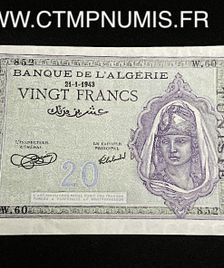 ,BILLET,TUNISIE,20,FRANCS,21,01,1943,