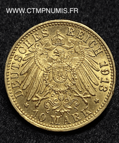 ,ALLEMAGNE,WURTTEMBERG,10,MARK,OR,1913,