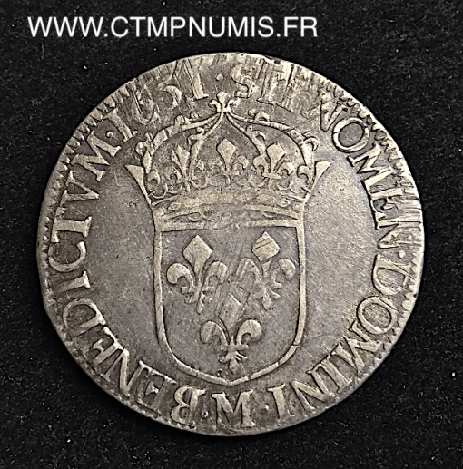 ,ROYALE,LOUIS,XIV,ECU,ARGENT,1651,M,TOULOUSE,