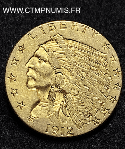 ,ETATS,UNIS,2,5,DOLLAR,OR,TETE,INDIEN,1912,