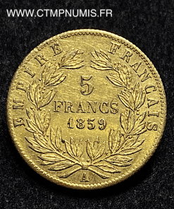 ,EMPIRE,5,FRANCS,OR,NAPOLEON,III,1859,PARIS,