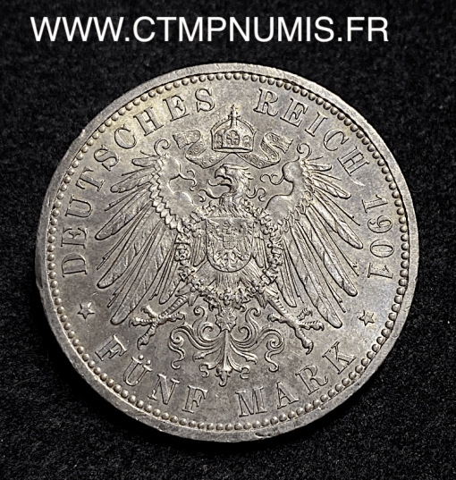 ,ALLEMAGNE,PRUSSE,5,MARK,ARGENT,1901,