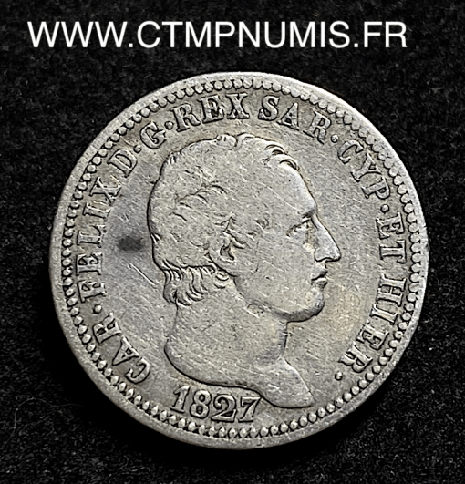 ,ITALIE,SARDAIGNE,1,LIRE,ARGENT,1827,GENES,