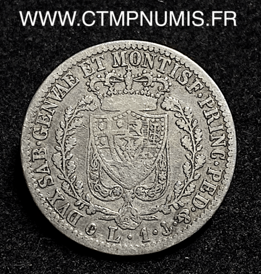 ,ITALIE,SARDAIGNE,1,LIRE,ARGENT,1827,GENES,