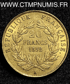,20,FRANCS,OR,LOUIS,NAPOLEON,1852,PARIS,