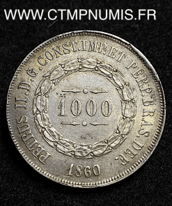 ,MONNAIE,BRESIL,1000,REIS,ARGENT,REPUBLIQUE,1860,