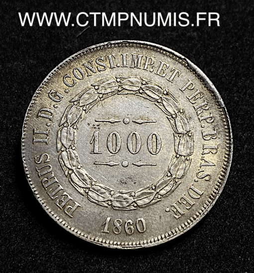 ,MONNAIE,BRESIL,1000,REIS,ARGENT,REPUBLIQUE,1860,