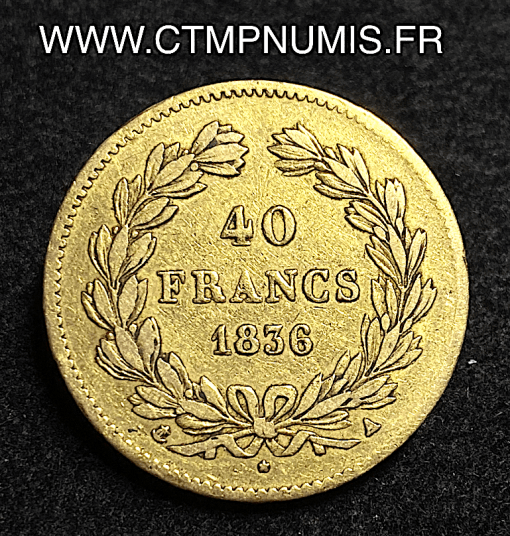 ,40,FRANCS,OR,LOUIS,PHILIPPE,I°,1836,A,PARIS,