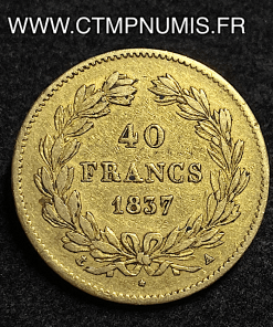 ,40,FRANCS,OR,LOUIS,PHILIPPE,I°,1837,A,PARIS,