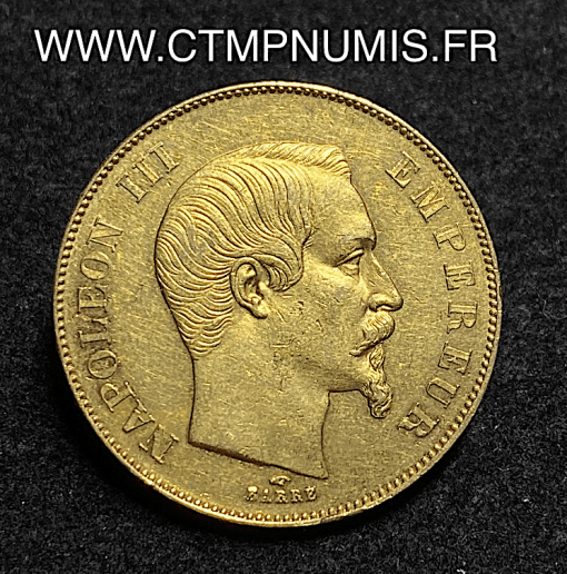 ,50,FRANCS,OR,NAPOLEON,III,TETE,NUE,1855,PARIS,