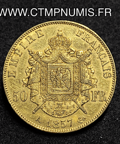 ,50,FRANCS,OR,NAPOLEON,III,TETE,NUE,1857,PARIS,