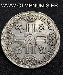 ,LOUIS,XIV,ECU,ARGENT,AUX,8,L,1691,9,RENNES,