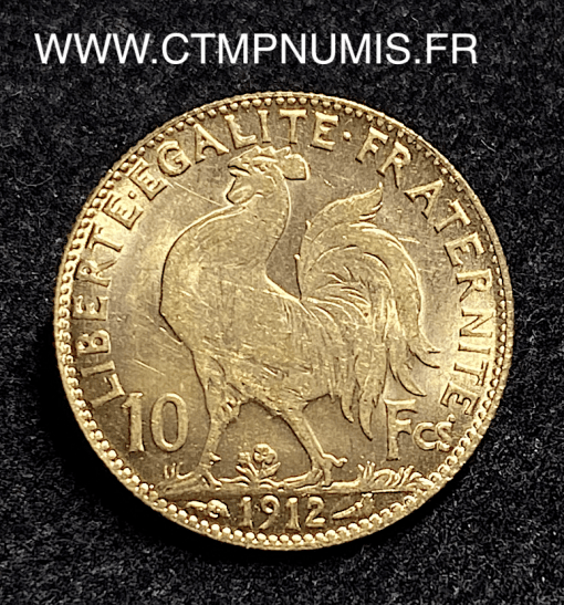 ,MONNAIE,REPUBLIQUE,10,FRANCS,OR,COQ,1912,