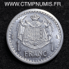 ,MONNAIE,MONACO,1,FRANC,ALUMINIUM,LOUIS,II,1943,SPL,