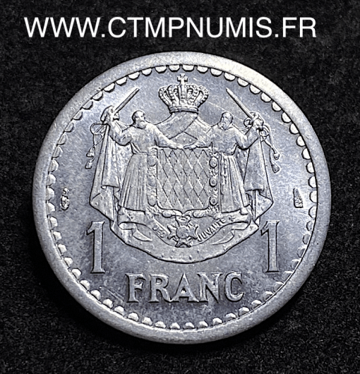 ,MONNAIE,MONACO,1,FRANC,ALUMINIUM,LOUIS,II,1943,SPL,