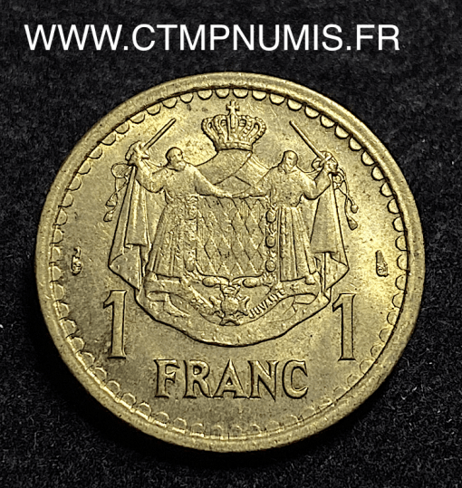 ,MONNAIE,MONACO,1,FRANCS,BRONZE,ALUMINIUM,LOUIS,II,1943,SPL,